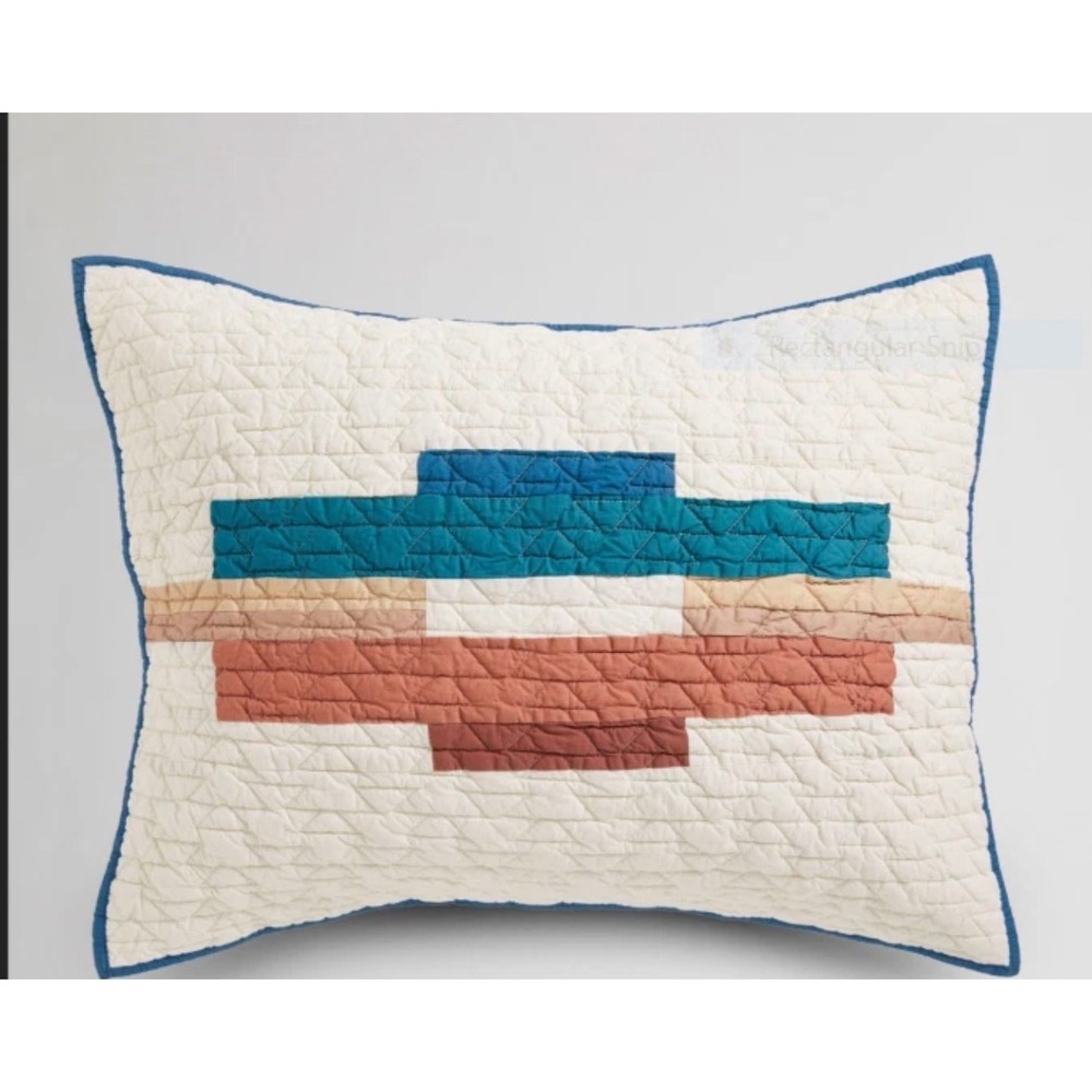 2 Pendleton Quilted Pillow Shams Southwest Geometric Rust Orange & Blue 20x26